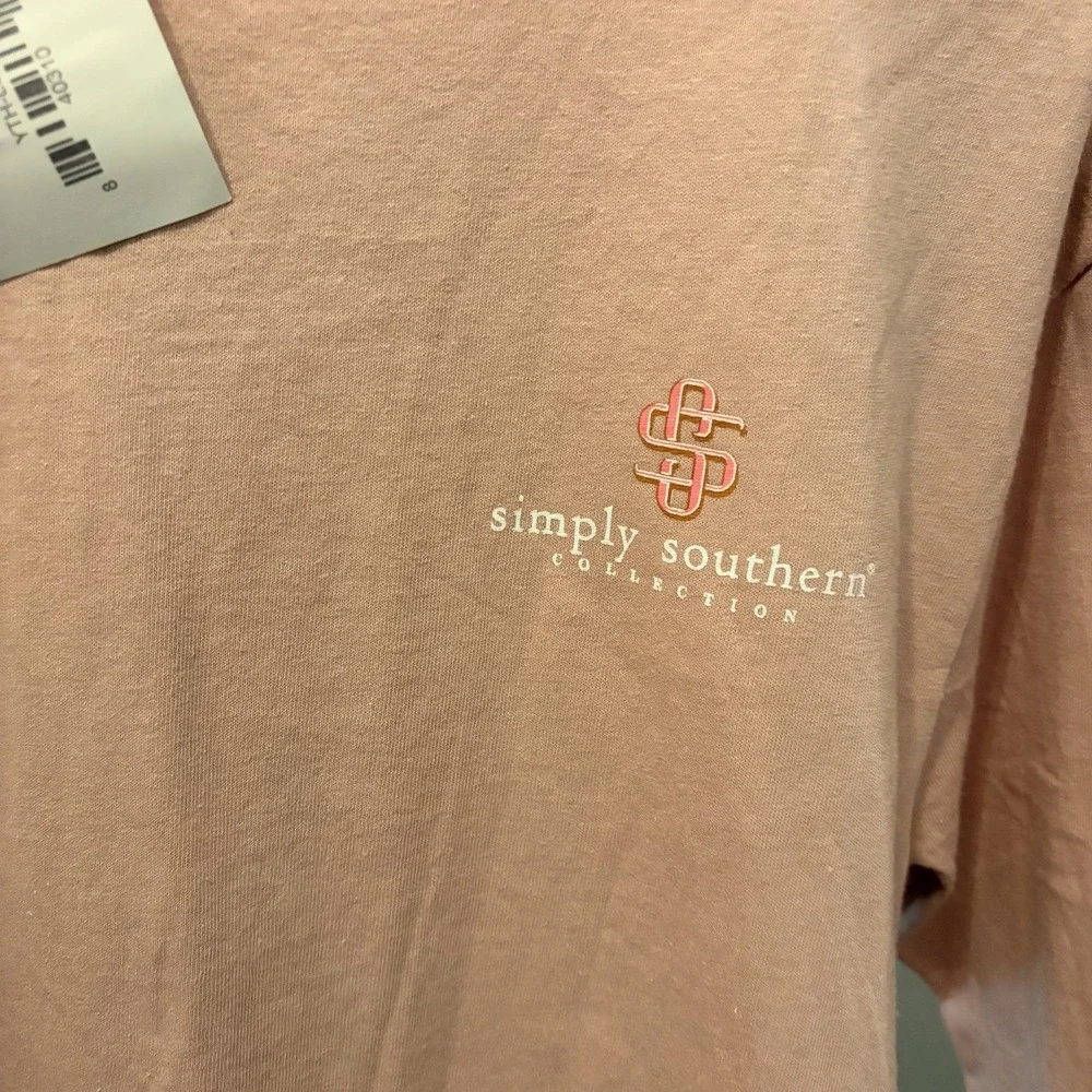 NWT Simply Southern Fancy Like Milkshake Long Sleeve Tee Pink Youth Large